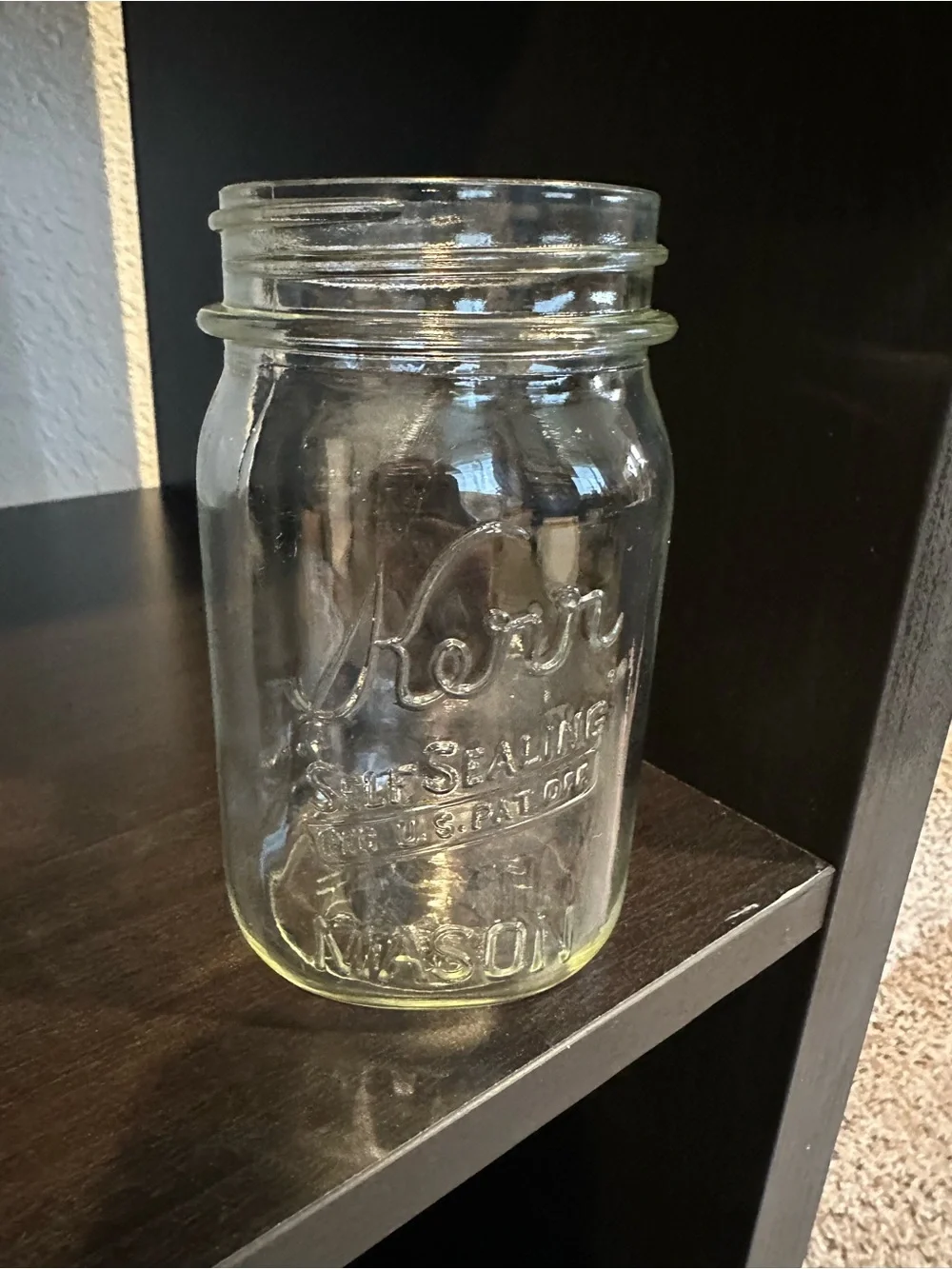 Clear Vintage Kerr Mason Pint Jar AHK 503 farmhouse- rustic- flower display vase